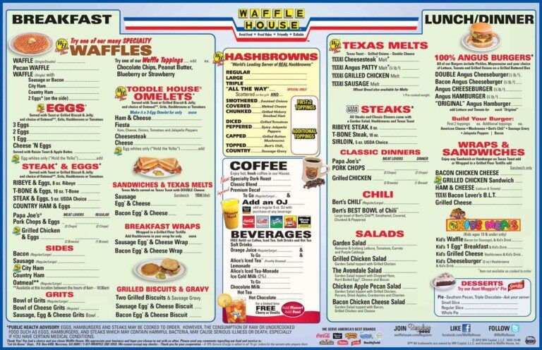 Waffle House Menu with Prices